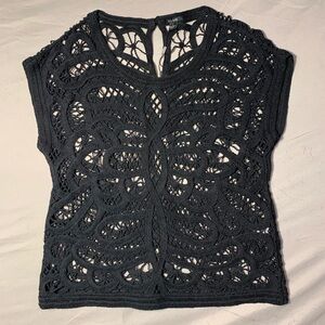 New Anthropologie ISY & KI Sweater RAVEL Pullover Crochet Cotton Cover Up Sz L